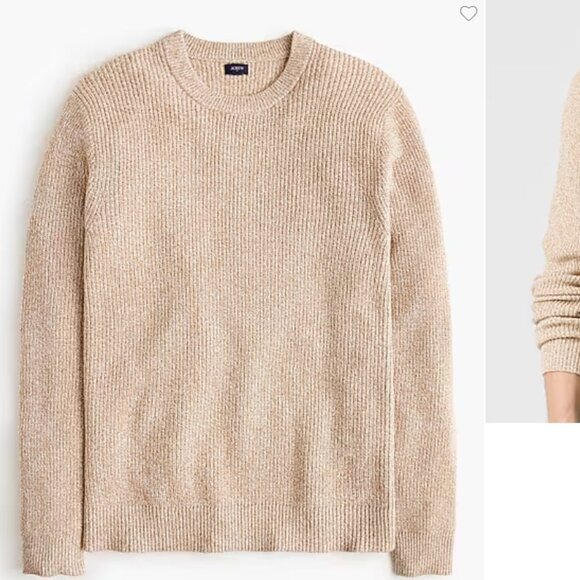 J. Crew Mens Marled shaker-stitch crewneck sweater Size Large Camel Ivory Moulin - Picture 4 of 6